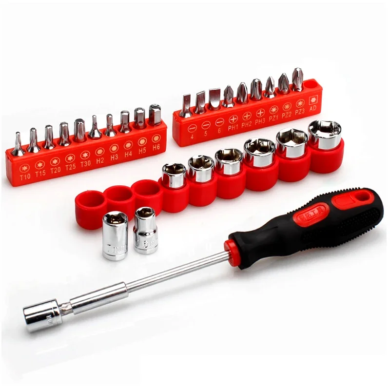 

Tll Sleeve Screwdriver Set Small Toolbox Household Cross and Straight Plum Screwdriver