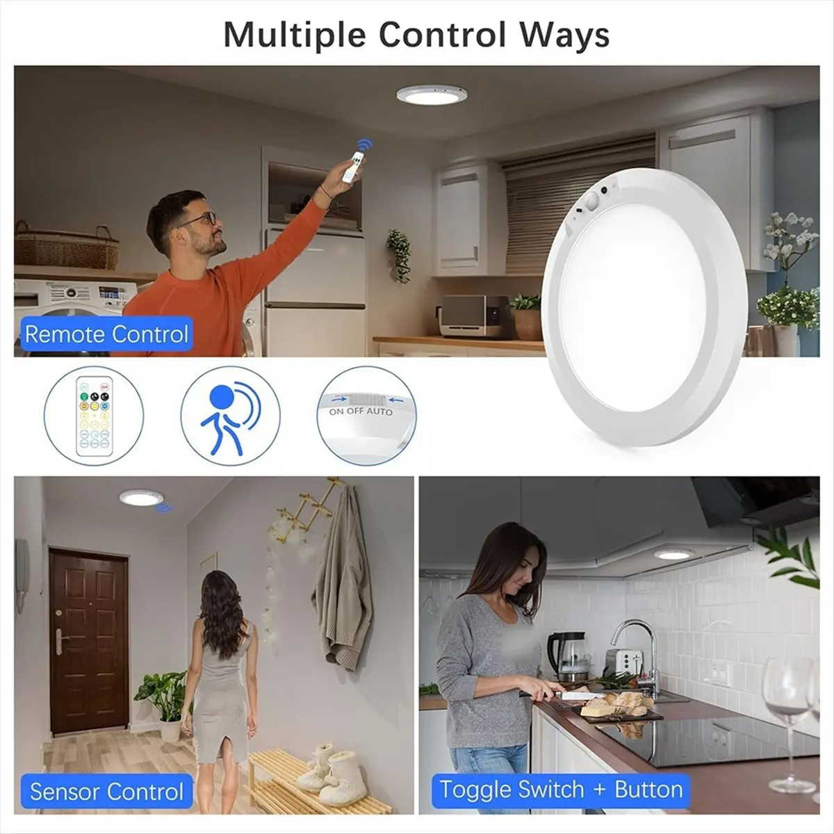 DT498 TO Ceiling Light, Rechargeable Motion Sensor Lights Indoor, Magnetic Ceiling Lamp with 3 Dimmable Color Remote Control