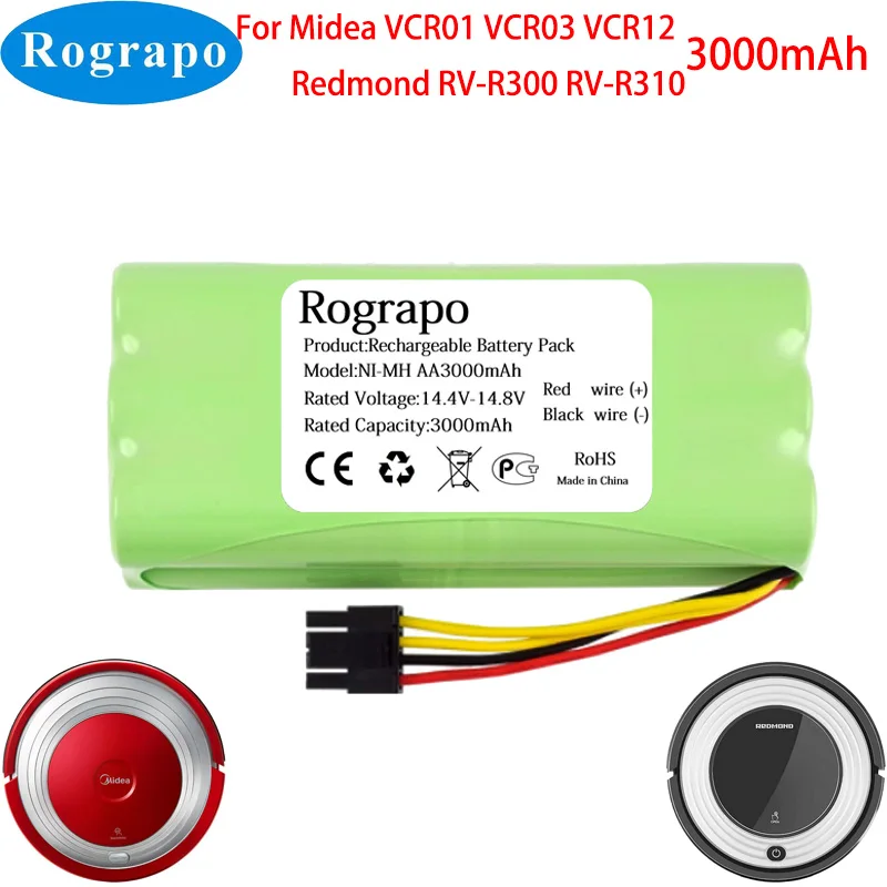 Nowy 14.4V 3000mAh akumulator Ni-MH do obsługi Redmond RV-R300 RV-R310 odkurzacz Robot