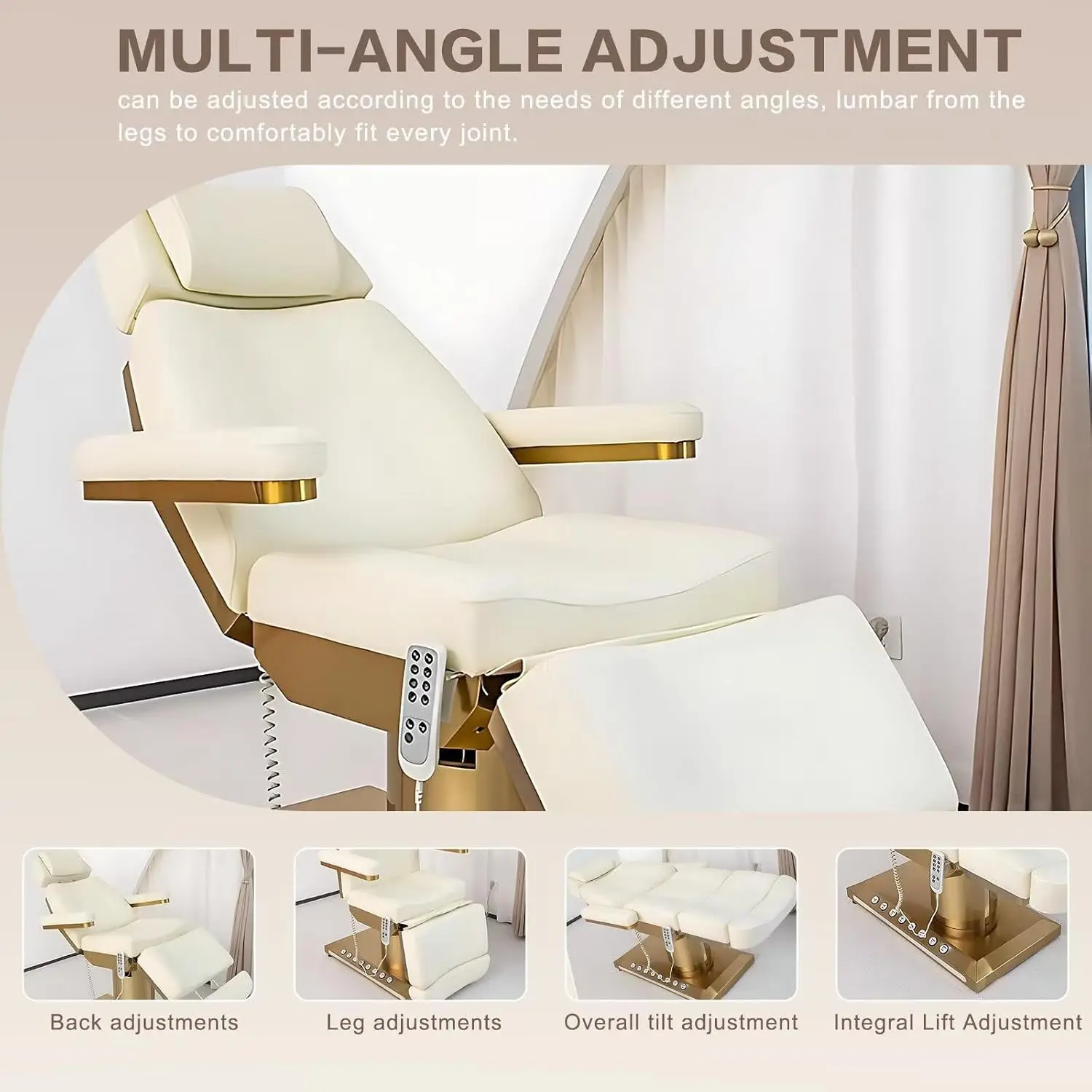 Lash Bed Modern Luxurious 4 Motors Adjustable Salon Shop Spa Treatment Electric Massage Table Facial Cosmetic Beauty Bed