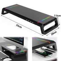 4 USB Ports Foldable Computer Stand With RGB Lights PC Laptop Monitor Holder Built-in Mobile Phone Tablet Stand And Storage Box
