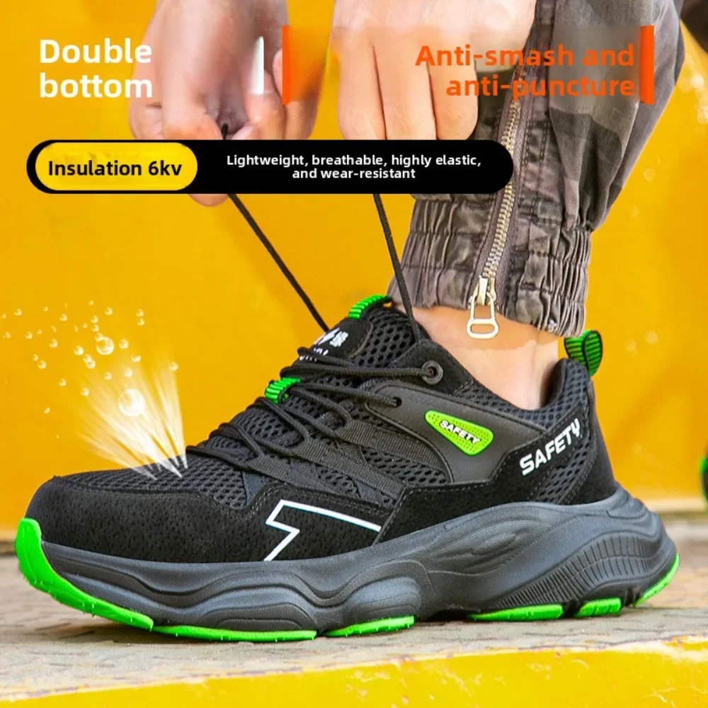 6kV Insulated Summer Safety Shoes Anti Smash Anti Stab Lightweight Breathable Thick Soft Sole Work Boots Protective Footwear