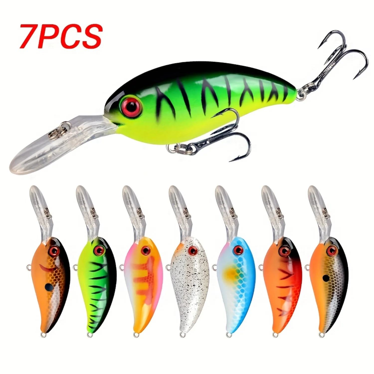 7pcs Crankbait Fishing Lures - 10cm/3.94inch, 14g, Treble , Bionic Hard Baits for Jerkbait Wobbler Fishing