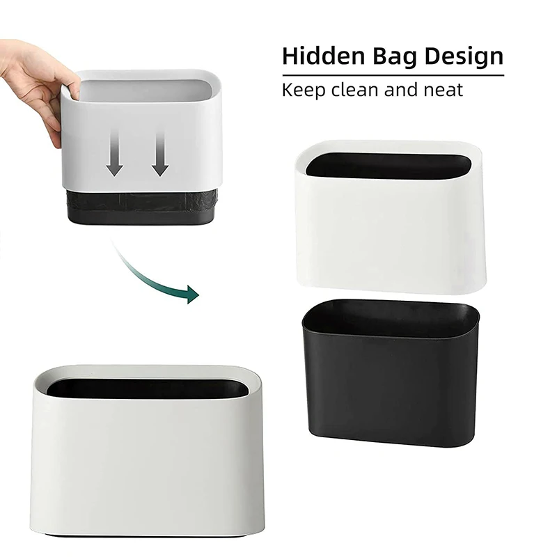 Mini Trash Can Desk Small Light Simple Durable Basket Portable Litter Box Home Car Litter Spoon Holder Cleaning Storage Tabletop