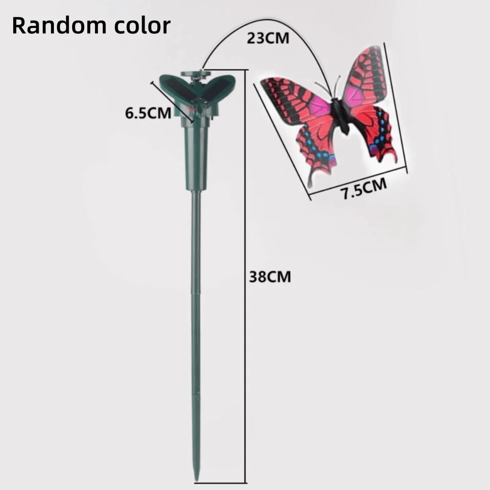 Brinquedo Solar Vibratório Rotativo para Pássaros, com Design de Montagem em Estaca, Borboleta Voadora à Prova d'Água