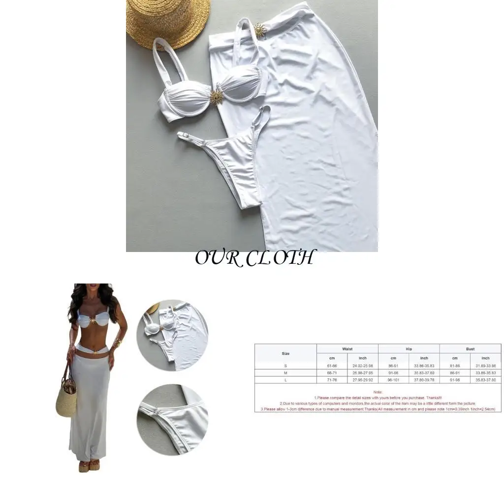 

Women Push Up Swimsuit Bathing Suit with Beach Coverup Skirt Ladies Padded Swimsuit Quick Drying Split Swimming Costume Y1AC