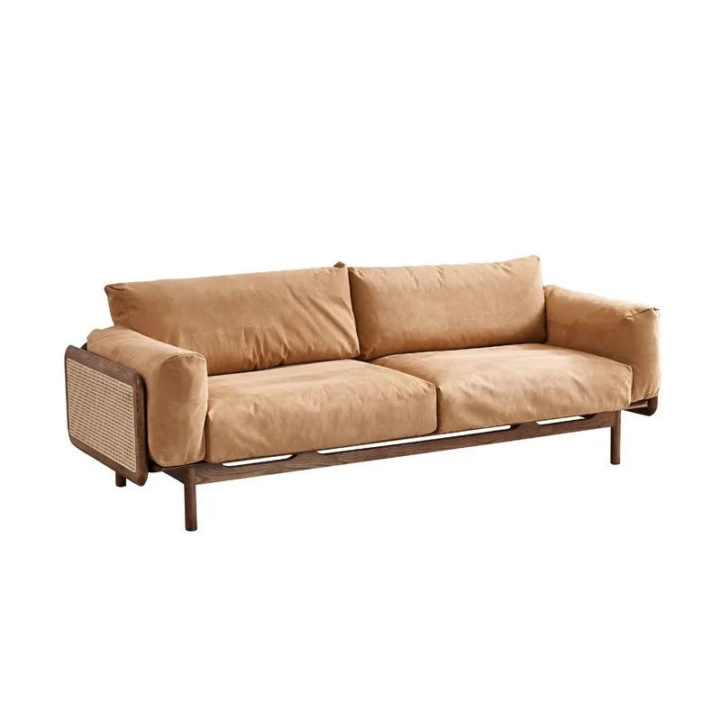 

sofa household solid wood so fa living room ash wood rattan sof a coffee table combination simple fabric sofa