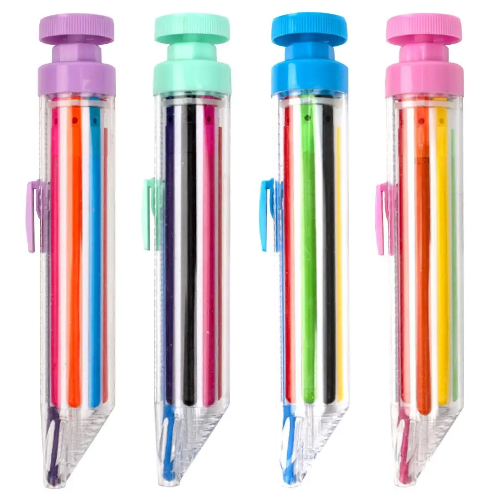 

4 Pcs Multicolor Crayons 8 in 1 Rotating Children Pens Blue Pink Green Purple Portable Writing Ergonomic Study Stationery Smooth