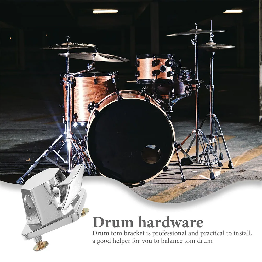 

2 Pcs Drum Saddle Accessories Tom Mounts for Drums Suite Silver Plated Iron Mounting Bracket