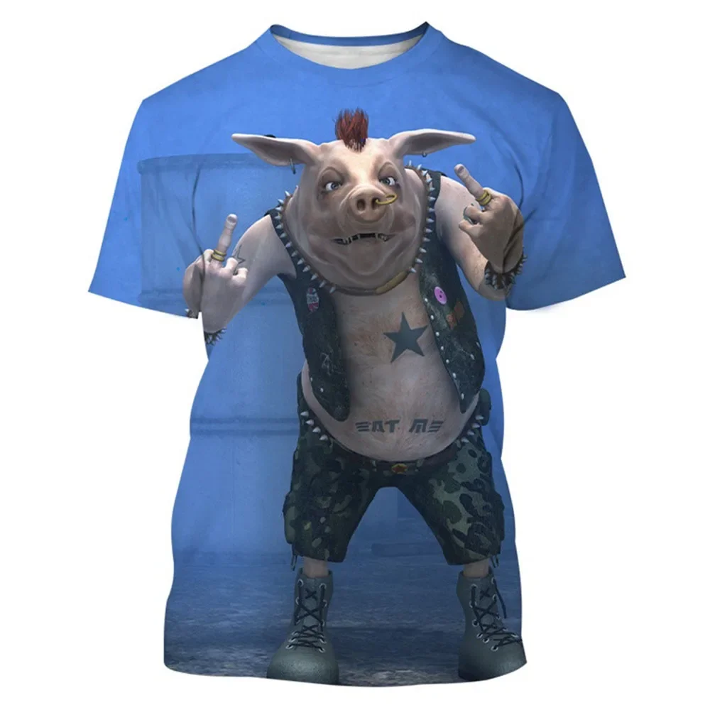 Animal Men\'s T-shirts Funny Short Sleeve Oversized Tops Tee Shirt Men Clothing Pig Clothes Funny Pig T Shirt For Men 3d Print