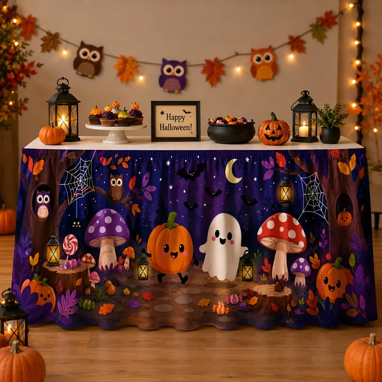 1pc table cover table skirt - Halloween - Polyester fiber - Enchanting and charming colorful print, YZB