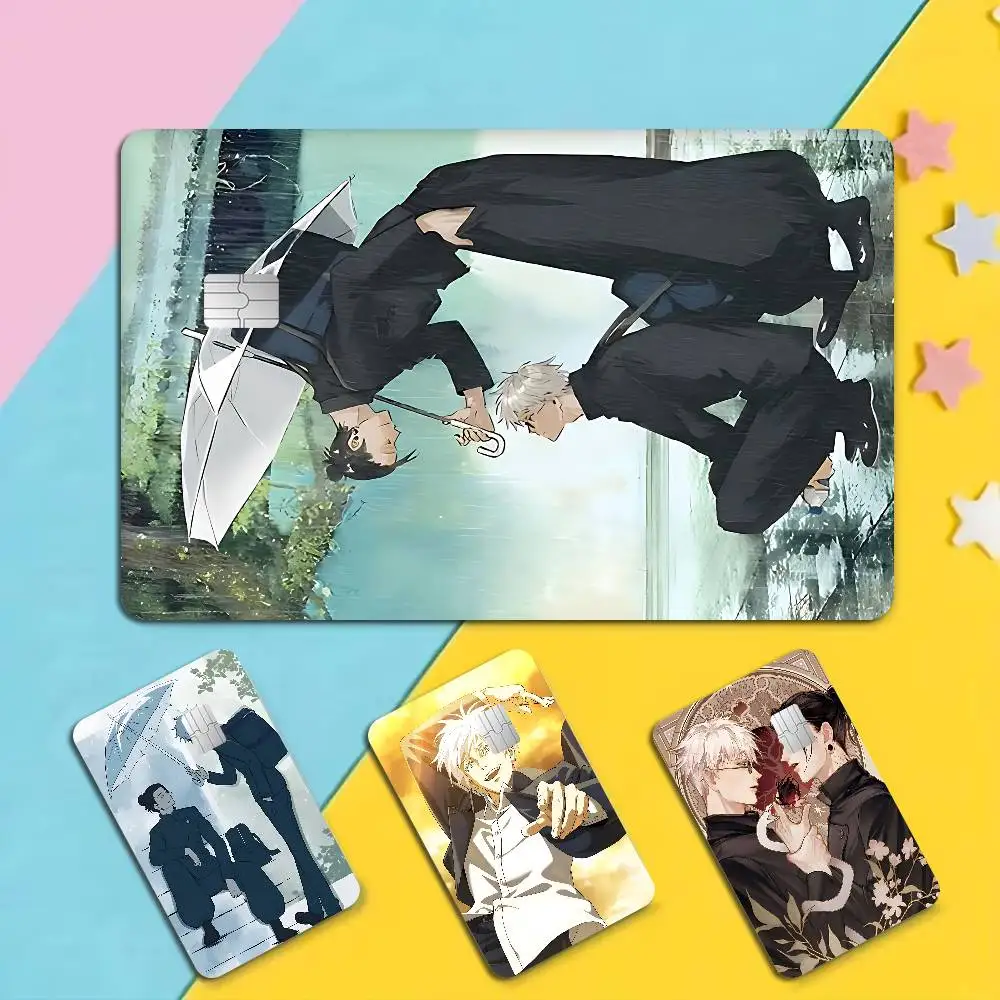 Animated Jujutsu Kaisen Cartoon Credit Card Skin Stickers For Bank Card Bus Metro Card Sticker Waterproof Women Gift