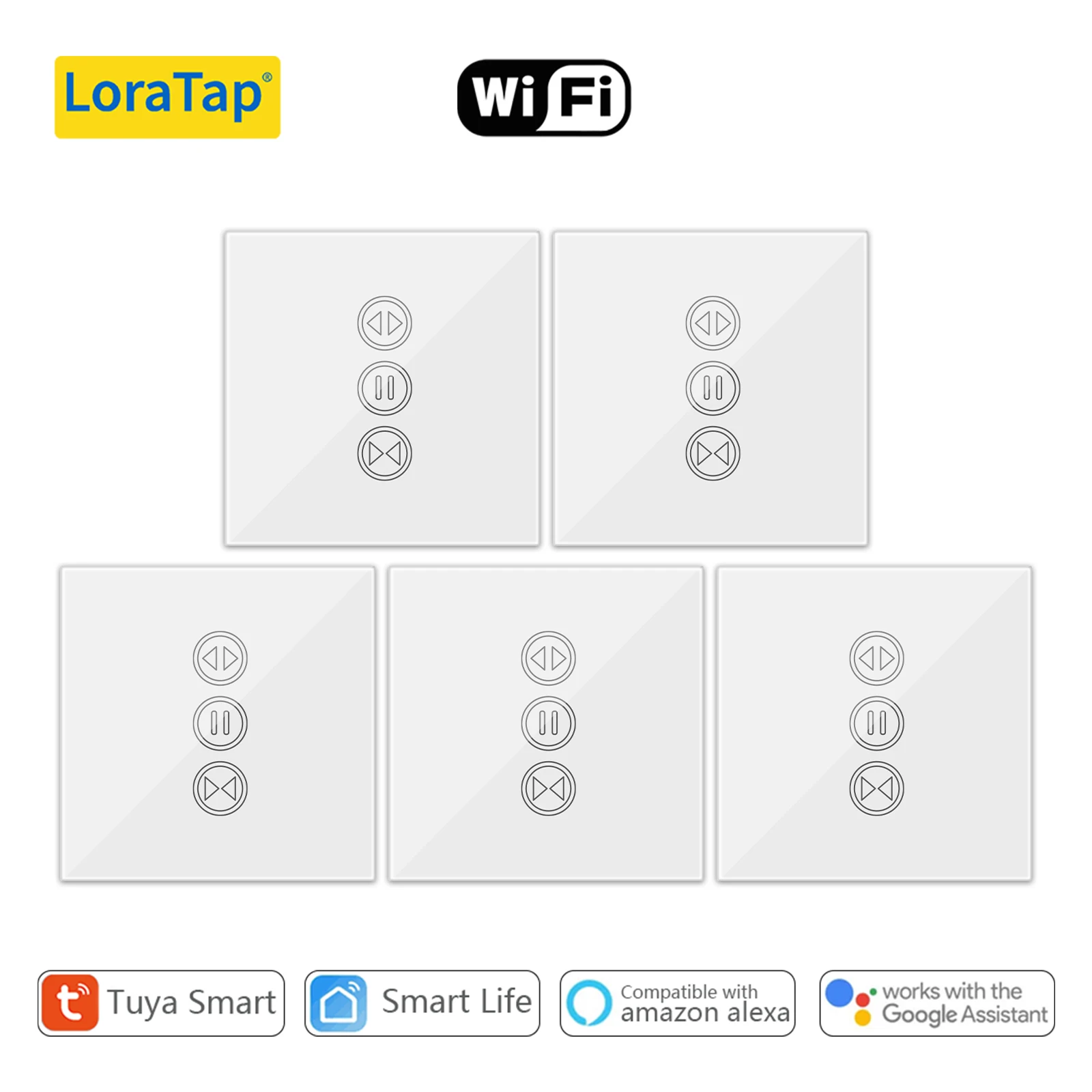 LoraTap Tuya – interrupteur à écran tactile pour rideaux, KIT de 5 pièces, pour stores à enroulement, commande vocale par Google Assistant Alexa
