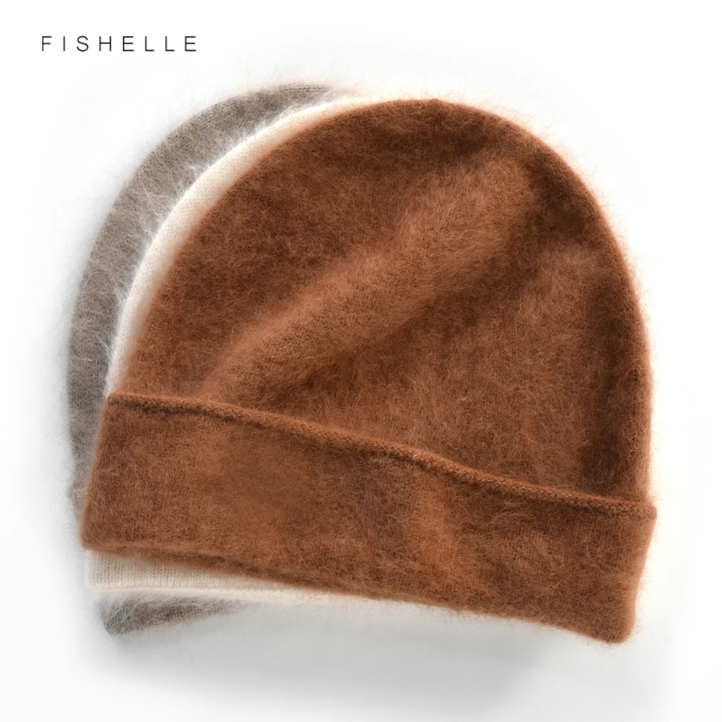 Brushed Wool Hat Women Warm Knitted Fluffing Cashmere Cap Men Silk Autumn Winter Light Weight Beanie Solid Color Outdoor