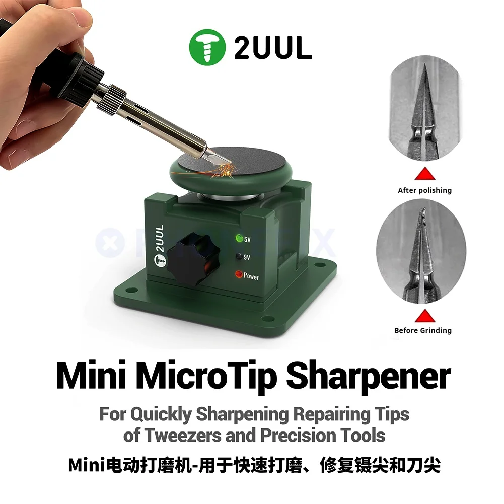 2UUL DA79 Electric MicroTip Sharpener For Engraving Knive Tweezers Scissors Solder Tips Metal Wood Jade Grinding Polishing Tool