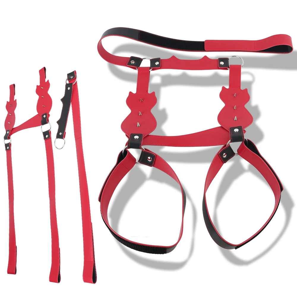 LEZEE Punishment Standing Pants Rivet Foot Pad Bondage Harness Set Butt Spikes Standing Restraint Belt Waist Strap Device