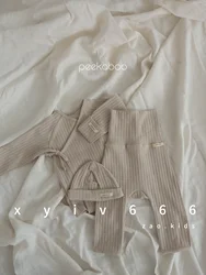 2025 Baby's Sets With Hat Newborns Baby Top Pant Hat 3pcs Set Spring Autumn Cotton Baby Girl Outfit Set Infant Baby Clothes Suit