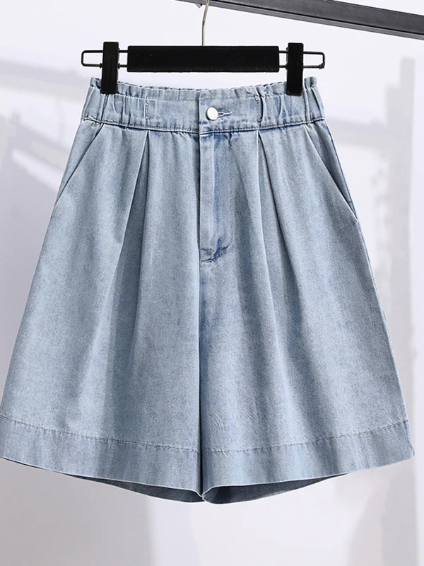 

High Waist A-Line Wide Leg Jeans Women's Summer New Sle Slimming orts Loose Fit Five-Quarter Length Denim Pants