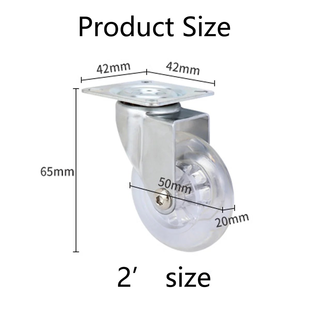 4PCS 2 Inch Heavy Duty Furniture Caster Soft Rubber Universal Wheel Swivel Caster Mute Trolley Wheel With/Without Brake