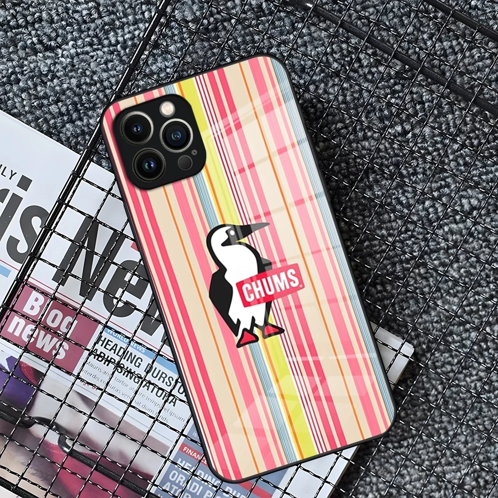 MINISO-Clothing Brand Fashion Chums Phone Case For IPhone 16 15 14 Pro 11 13 12 Mini XS XR Max 8 7 Glass Design Cove