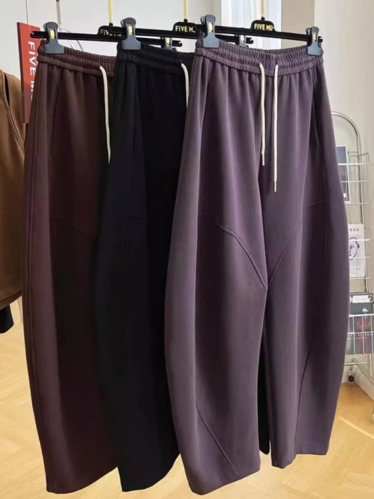 

Extra Large 300 Pou Hong Kong Sle Retro Dstring Casual Pants Men's Spring Autumn Banana Scythe Sweatpants Loose Fit Y...