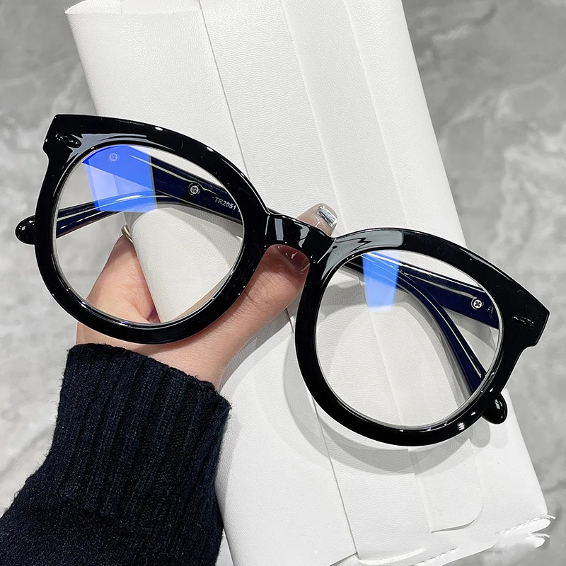 

Fashion Round Frame Myopia Glasses Computer Blue Light Blocking Short Sighted Eyeglasses Men Women Black Near Sighted Eyewear