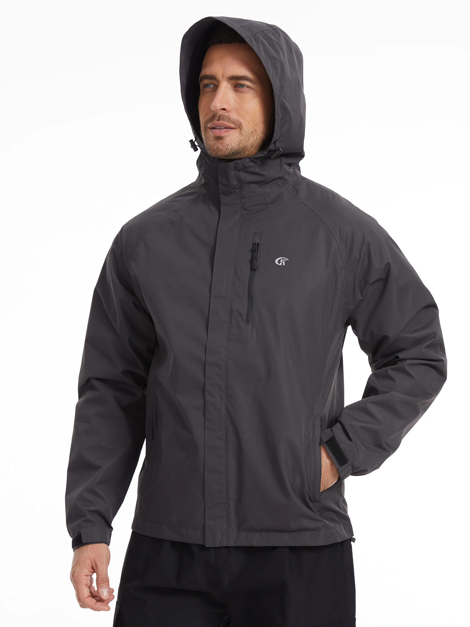 Sommerliche, wasserdichte Regenjacke für Herren, leichte, dünne Regenjacke mit Innentasche, ideal zum Campen, Wandern, Radfahren und Angeln. – Detail 34