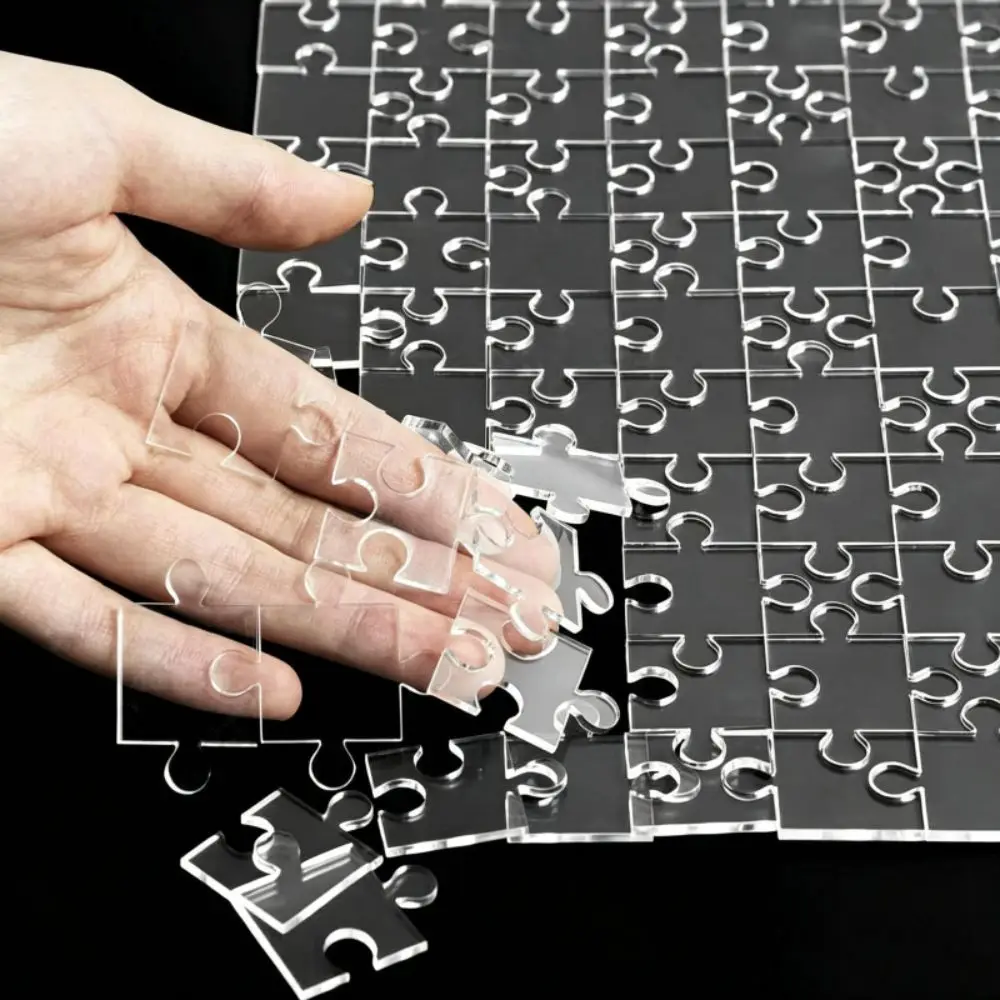 49/121/200/300Pcs Clear Blank Puzzle Brain Teaser Educational Transparent Puzzle Difficult Impossible Acrylic Puzzle Jigsaw