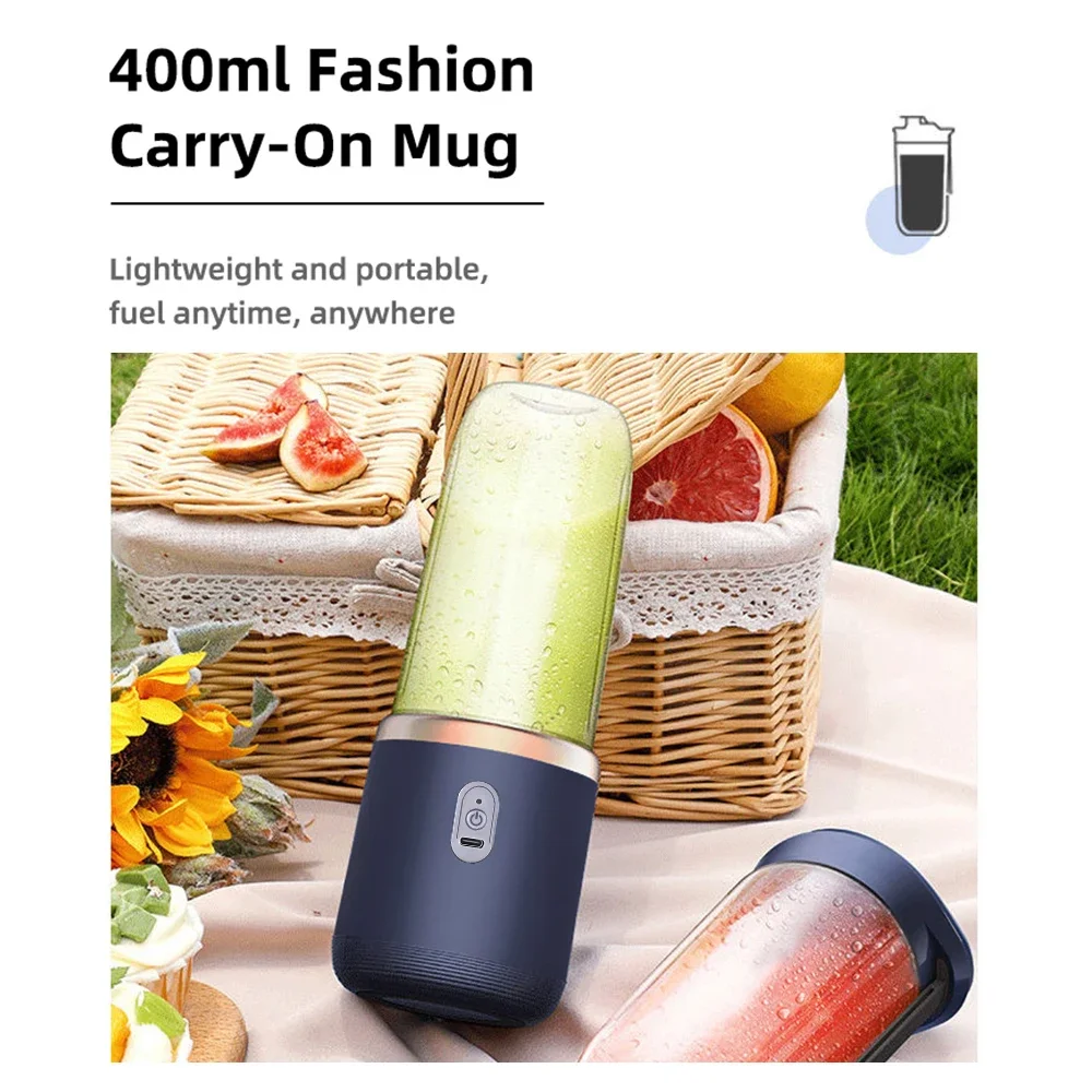 6 Blades Electric Juicer Cup 2 Cups For Travel Portable Juicer Mixer Usb Charge Fresh Fruit Juice Personal Blender Smoothie