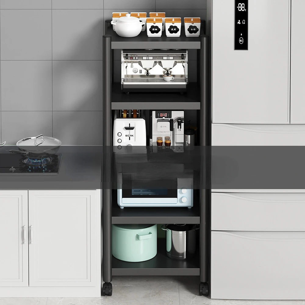 Installation-free kitchen rack floor-to-ceiling multi-layer microwave oven balcony household foldable rack storage rack