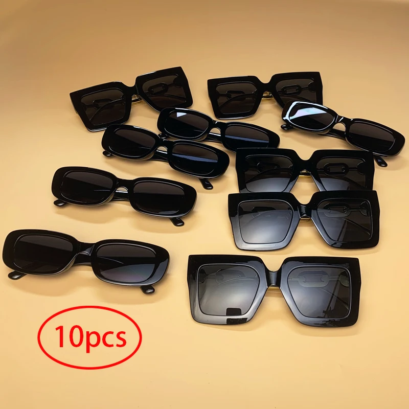 10pcs black stylish eyewear combination Unisex Plastic Fashion Sunglasses For Parties And Beach Vacations