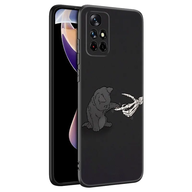 Funny Skull Skeleton Phone Case For Xiaomi Redmi Note 8 9 10 11 11E 11T 11S 12 Pro 4G Plus 5G 8T 9S 10S 12S Black Silicone Cover