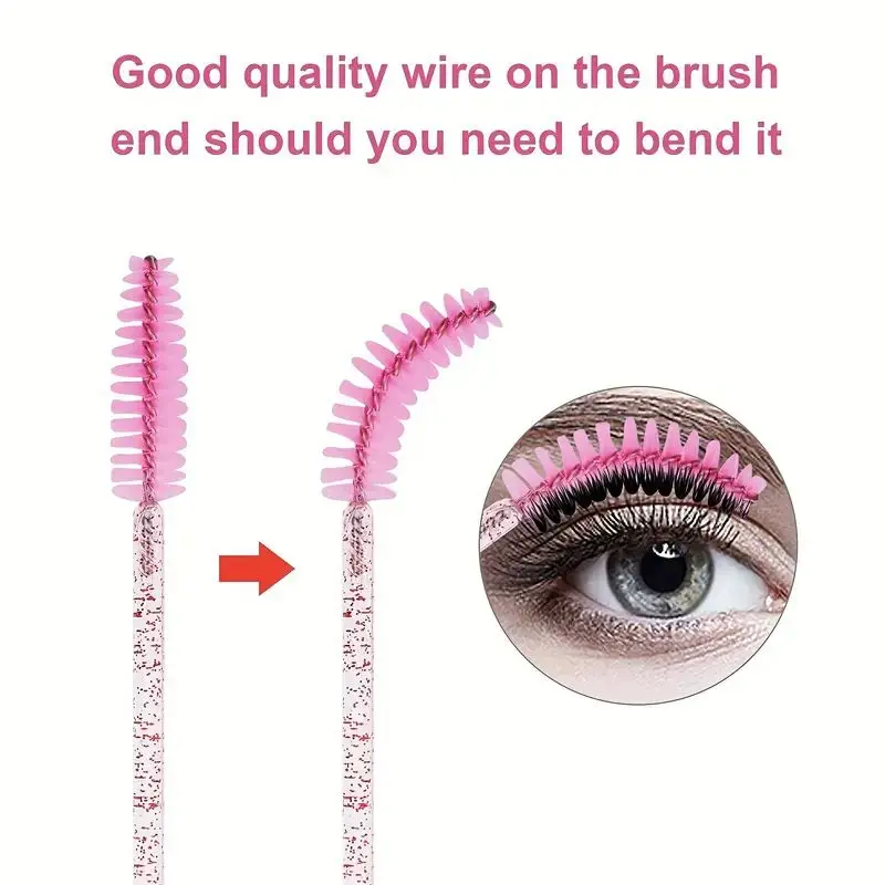 50/100/200pcs Crystal Eyelash Brush and Eyebrow Brush Set，Convenient For Applying Mascara And Extending Eyelashes
