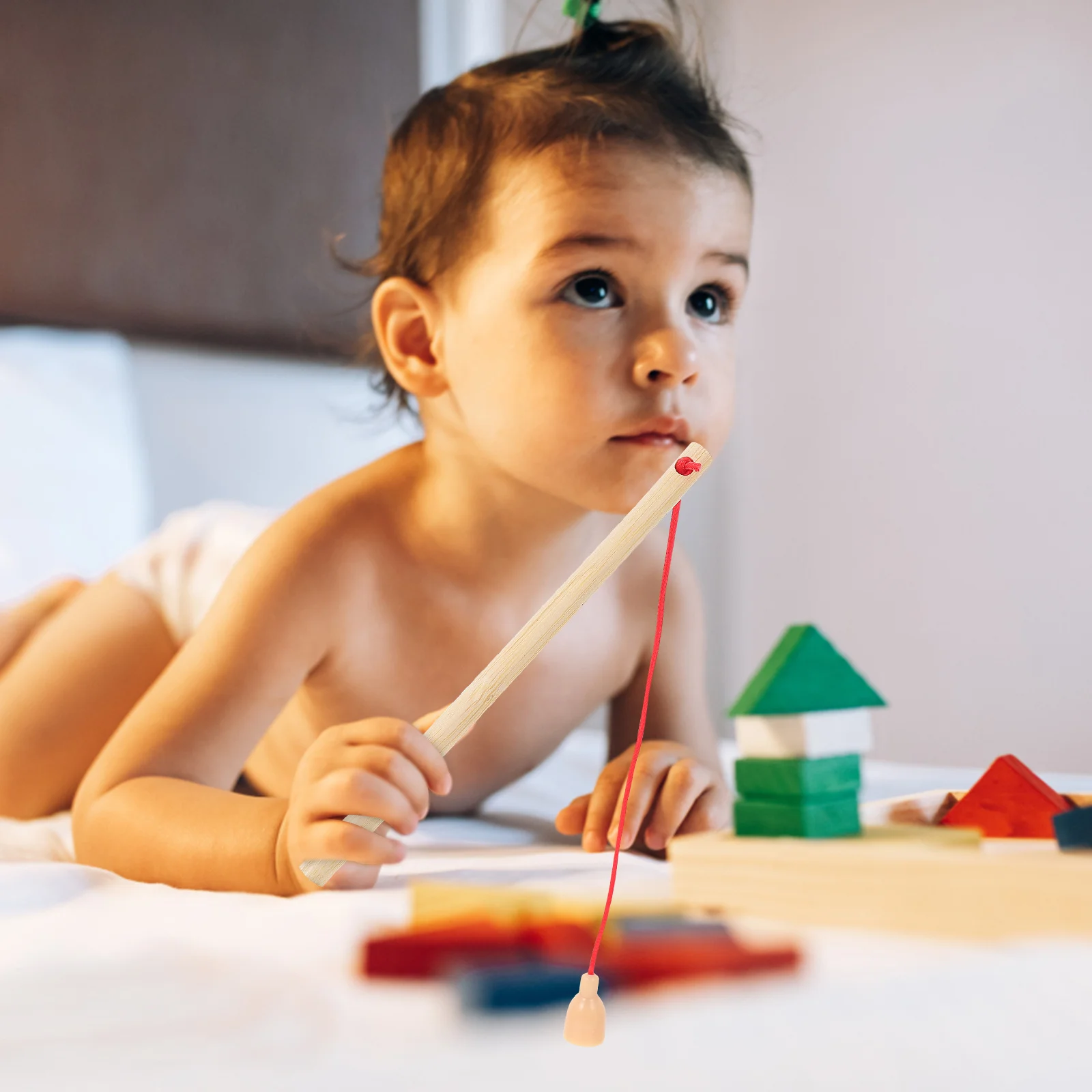 Canna di legno da 6 pezzi per bambini, pali di legno magnetici, gioco di pesca per l'asilo, giocattolo educativo per la pesca, attività di apprendimento precoce,