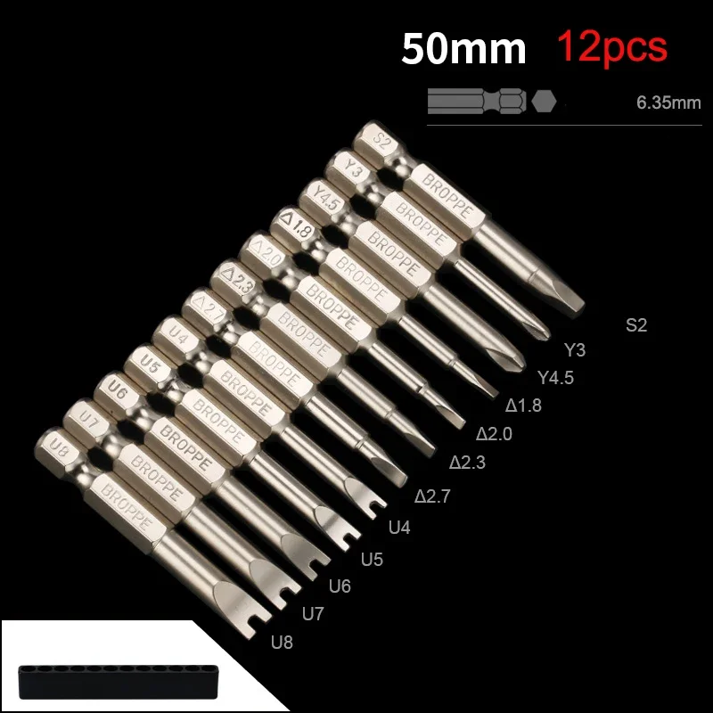 Weiyi 6.35mm Shank Phillips Hexagonal Torx Bit Set Drill Screwdriver Magnetic Bit Set Length 50/75/100/150/200mm
