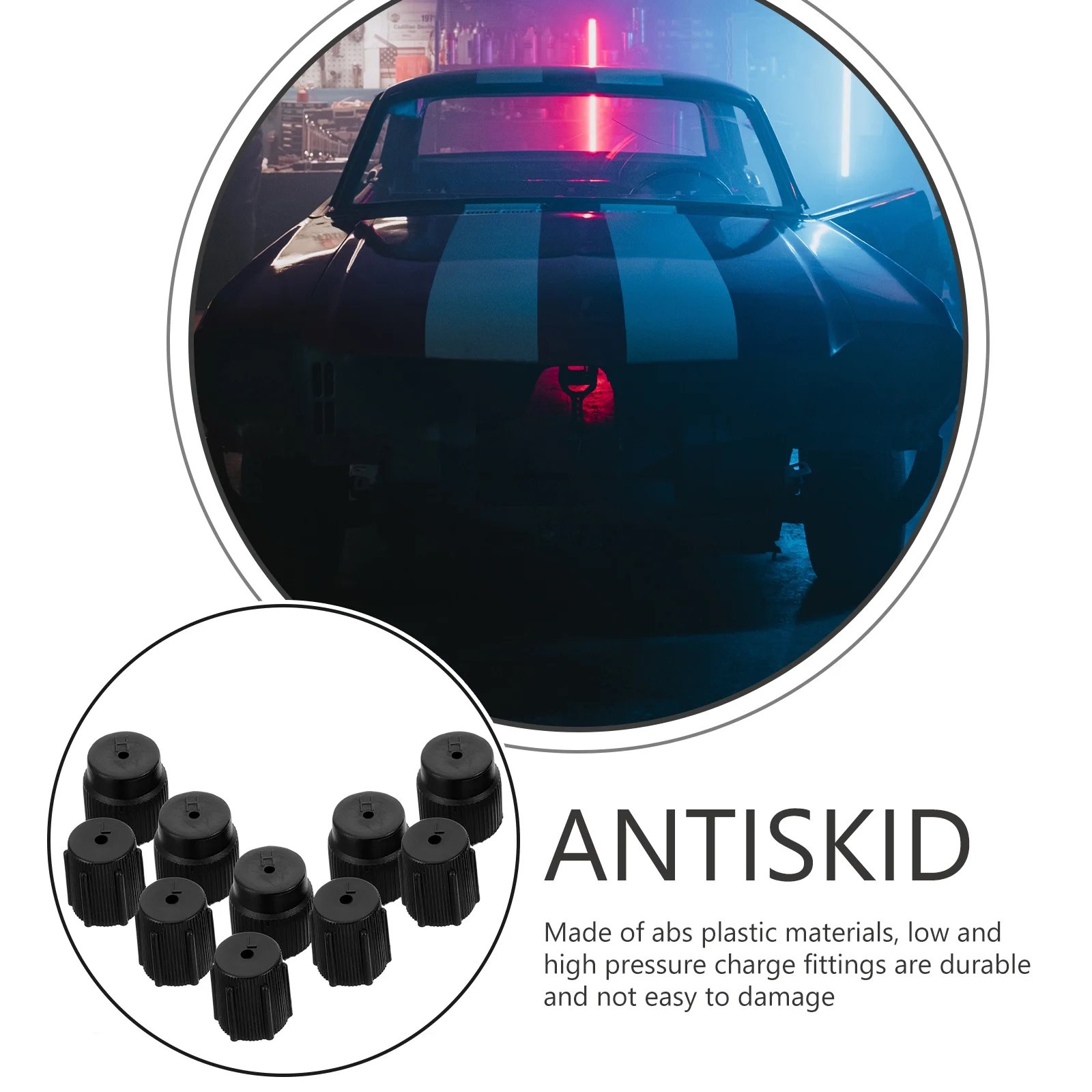 

10Pcs Ac Valve Core Caps for Car Air Conditioner Accessories Heavy Duty Plastic Charge Port Covers High and Low Pressure Fit