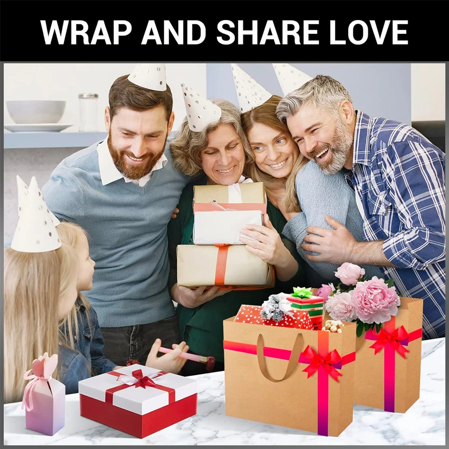 10er-Pack Kraftpapiertüten 22x18x10cm mit Stabilen Griffen, Große Geschenk- und Einkaufstüten für Umweltfreundliche Partys – Detail 7