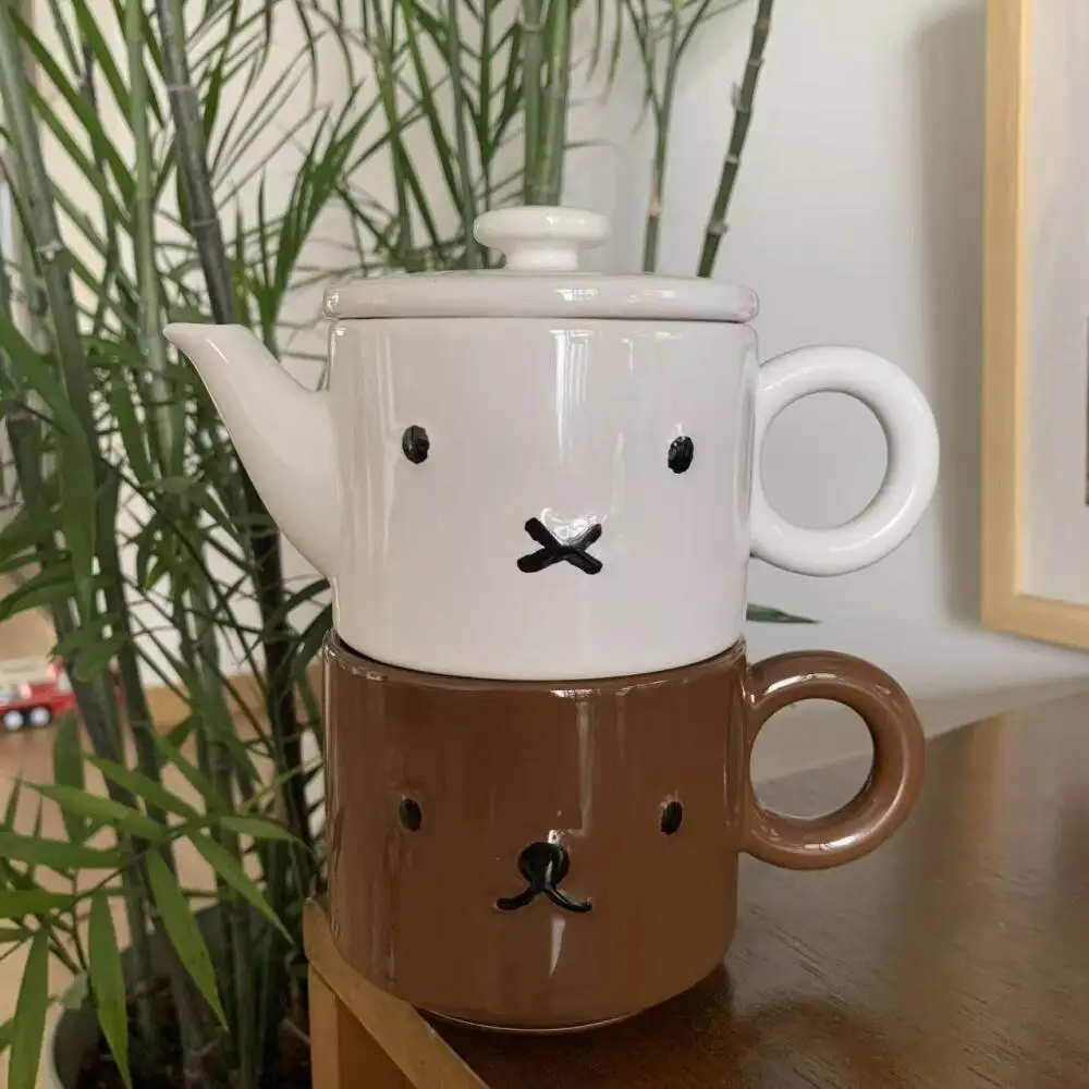 

Голландский маленький кролик, керамический чайник Miffy Rabbit, набор кружек, кружка с медведем, подарок на новоселье другу