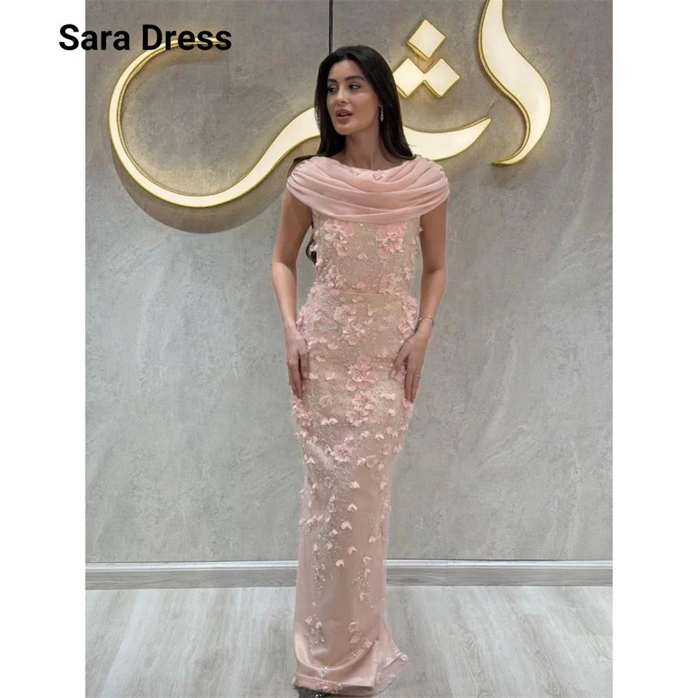 

Роскошное вечернее платье Sara Custom с 3D цветами, без рукавов, облегающее, розовое, 2026. Женское официальное и вечернее платье, выпускное платье.