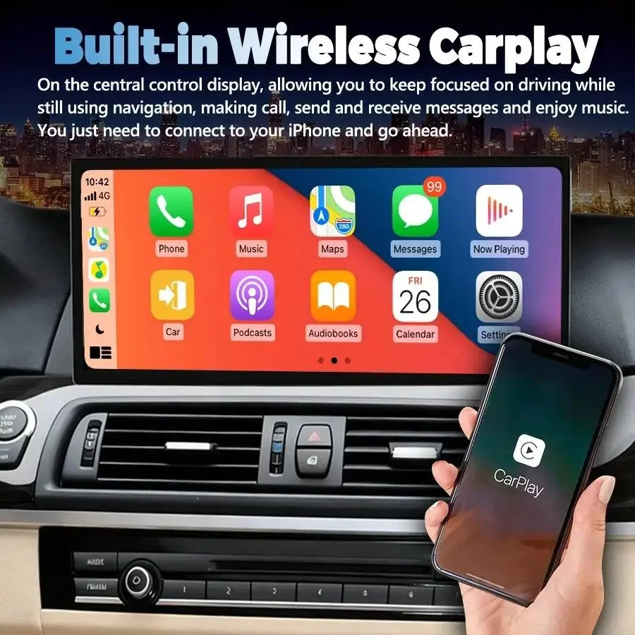 15.8inch Android Wireless Carplay Auto Stereo For BMW 5 Series 2013-2022 Multimedia Player BT 5.0 4G wifi Navigation Head unit