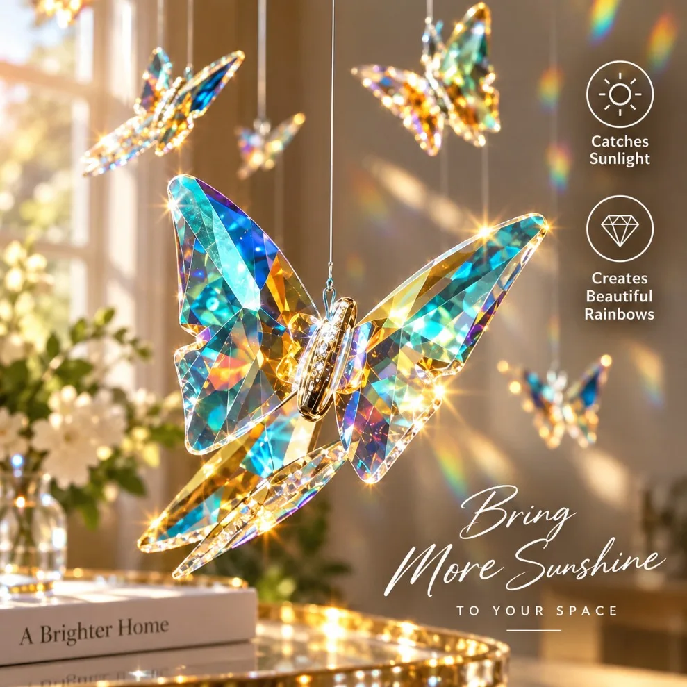 K9 Crystal Butterfly Pendant 1/2/3/5PCS Colorful High Transparency Chandelier Parts Wedding DIY Lighting Decor Creative DIY