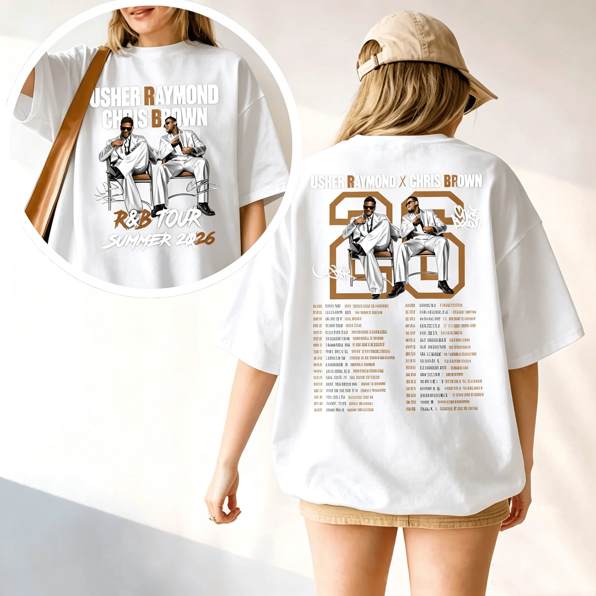 Usher Raymond X Chris Brown T-Shirt Raymond & Brown Konzert-Shirt 2026 Sommer Neu Herren Damen Baumwoll-T-Shirt Streetwear Y2K – Detail 7