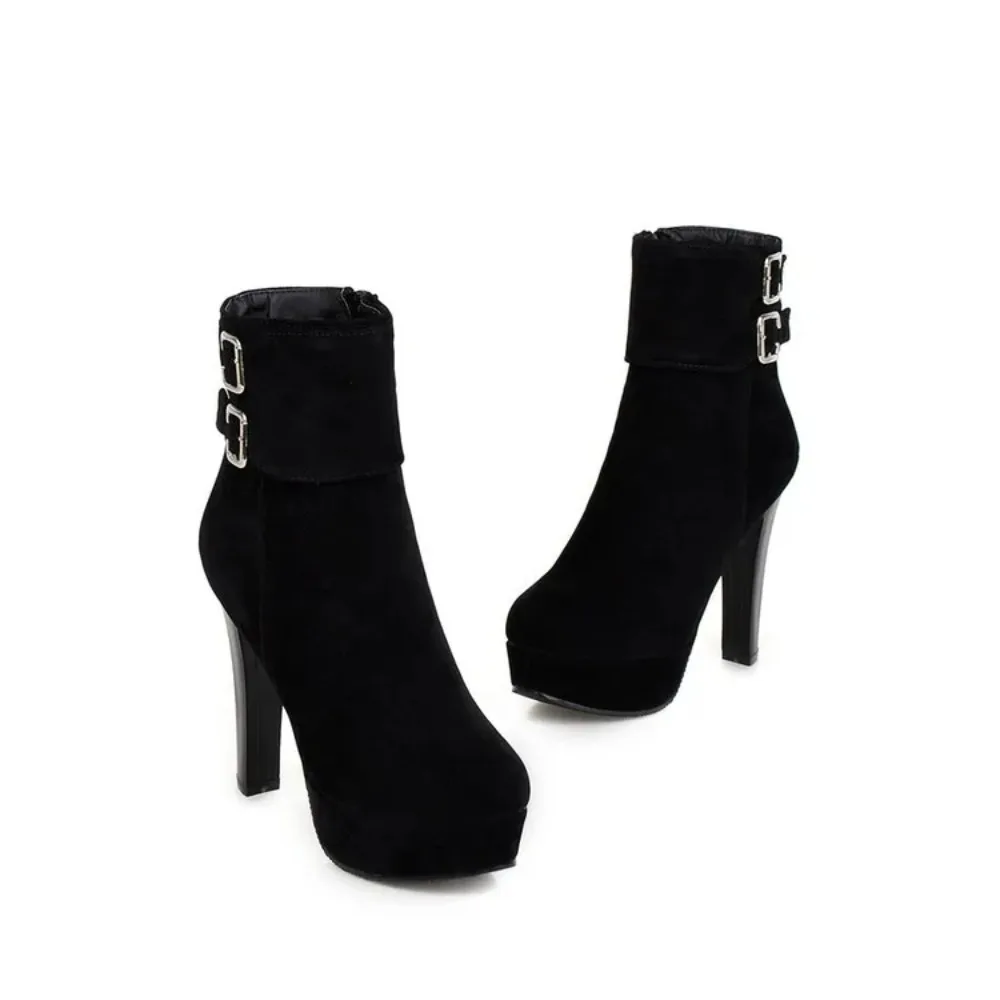 Bottes d\'hiver zippées pour femmes, grande taille, Parker rond, talons de rinçage sexy, mode décontractée, neige, nouveau, 2017, 2150