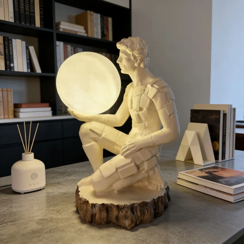 Modern David Sculpture Luminous Jewelry Contemplation Small Statue Desktop Decoration Model Study Office Home Decoration Gift