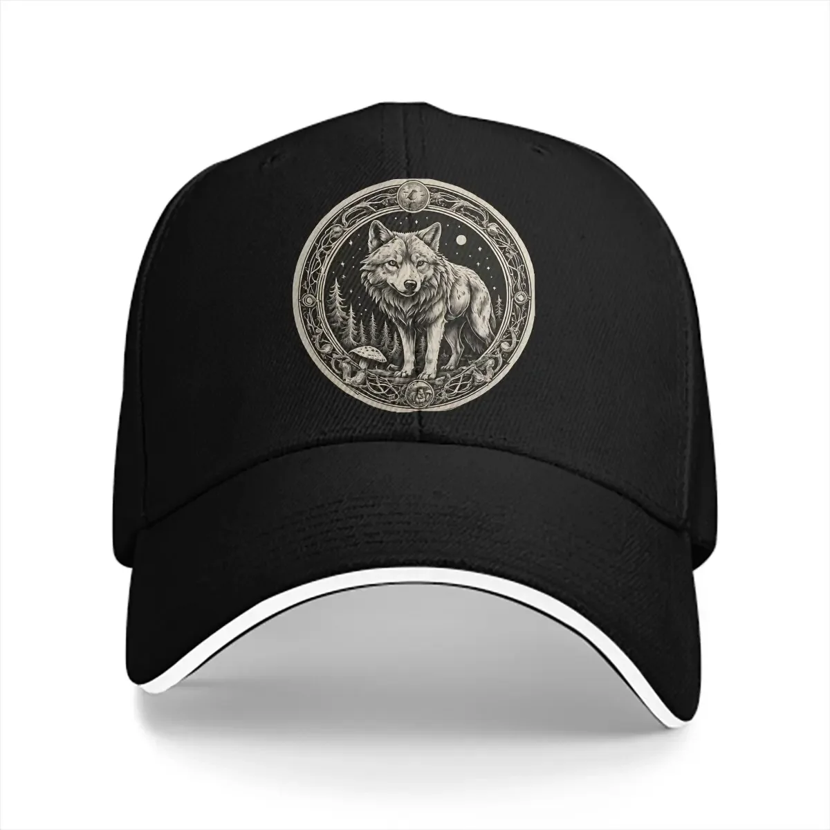 

Washed Men's Baseball Cap Mushroom Forest Wolf Trucker Snapback Caps All Seasons Travel Adjustable Dad Hat