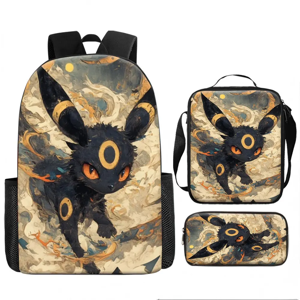 Kids Bag,Pokémon,Umbreon Kids Bag Umbreon 3pcs Backpack Set Cute Dark Eevee Pokémon School Bags Boys Girls Lunch Box Pencil C