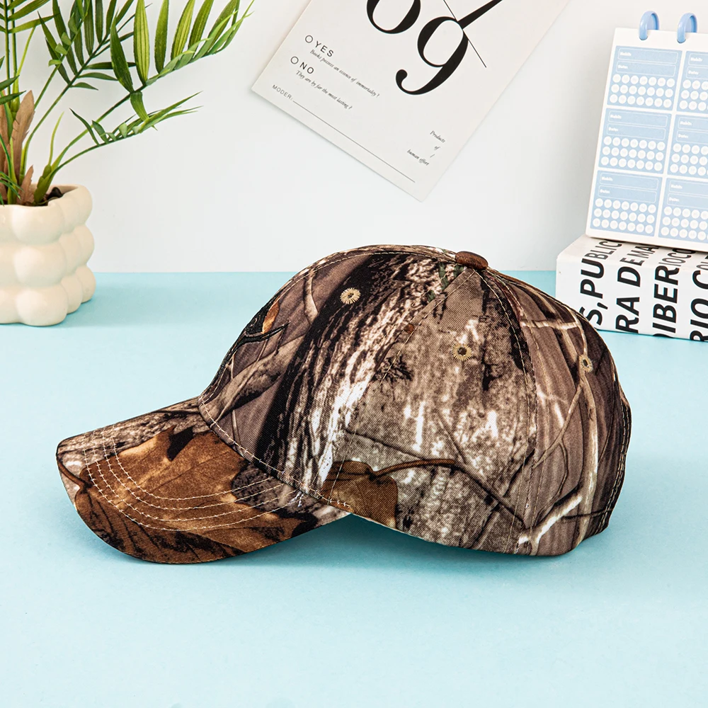 Europäische und amerikanische Sommer-Outdoor-Baseballkappen, mit Blättern bedruckte Dschungel-Tarnkappen, Herren- und Damen-Tarnkappen. – Detail 2