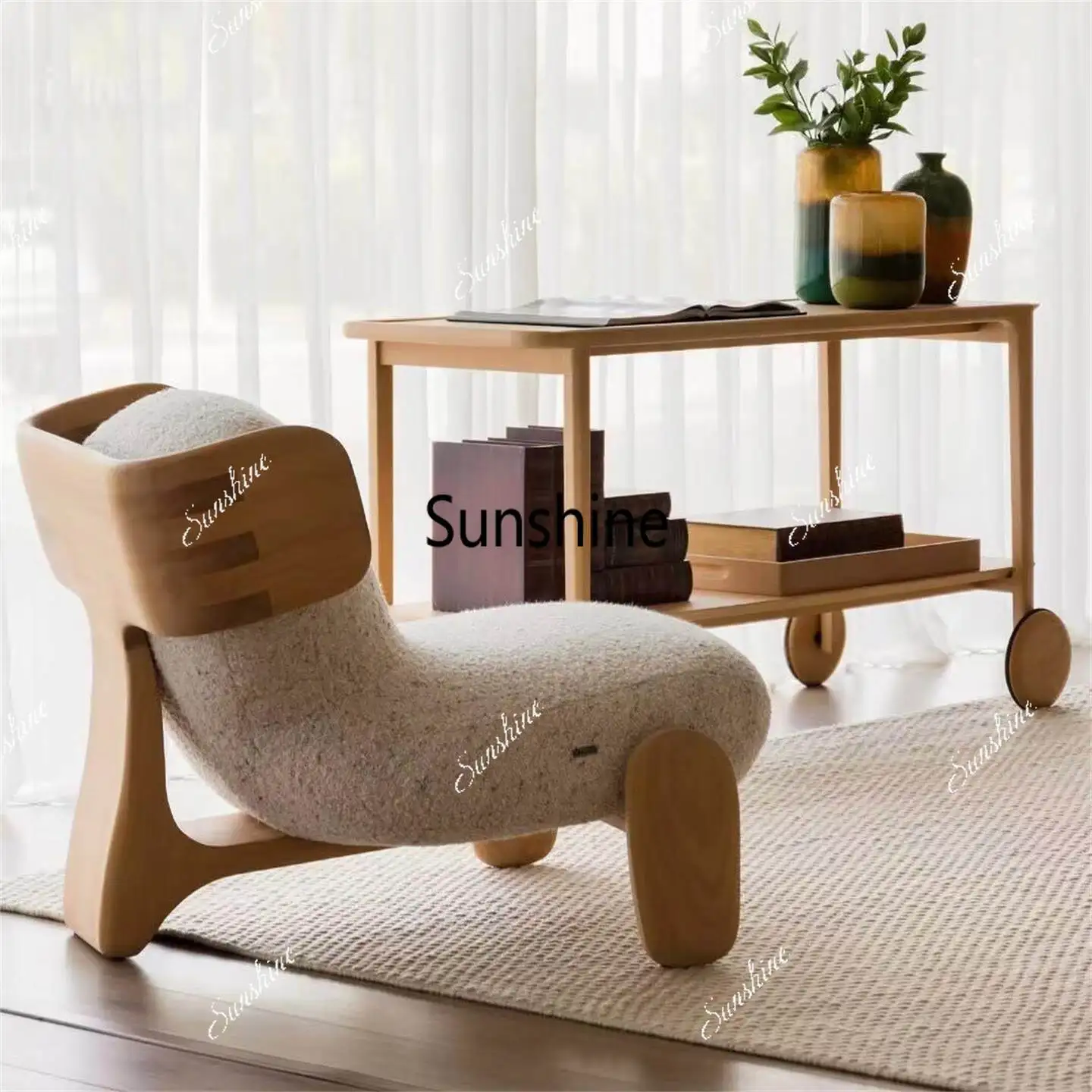 Medieval solid wood sofa chair living room lazy sofa chair household light luxury sofa chair