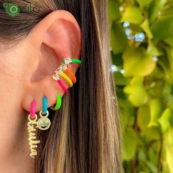 Colorful Enamel 18K Gold Earrings for Women Non Pierced Clip Earrings Men's Fake Cartilage Earrings Ear Cuff Party Trend Jewelry