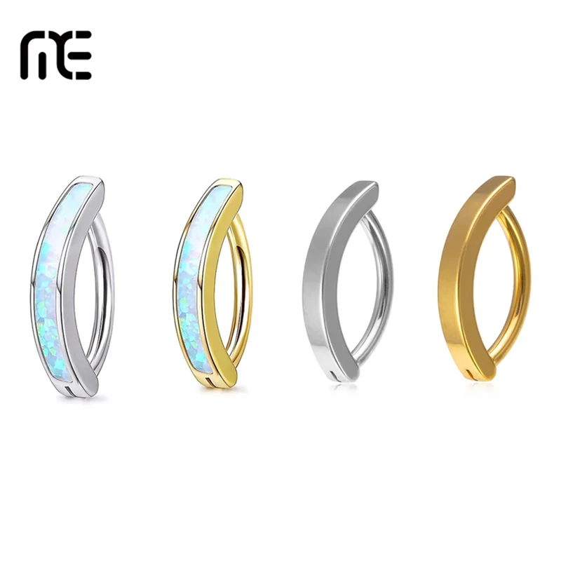 1PC G23 Titanium Belly Button Ring for Women,CZ Opal Reverse Curved Hoop Navel Piercing Jewelry